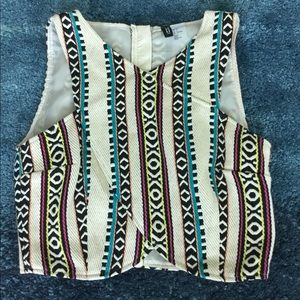 Twist front crop top aztec print